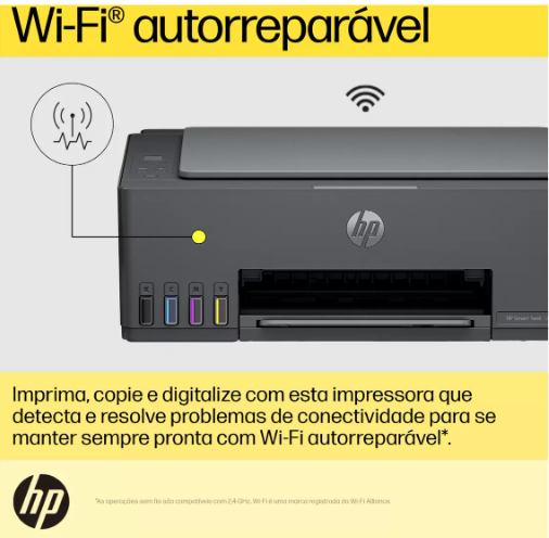 Impressora Multifuncional HP Smart Tank 581 Wi-Fi - Tanque de Tinta Colorida USB